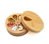 Organizador de medicamentos de madera para uso diario semanal, organizador de pastillas de viaje y pastillero, organizador de píldoras de vitaminas, pastillero, diseño mejorado con días de la semana y