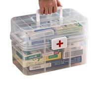 Organizador de medicamentos - Kit de primer anuncio portátil grande, organizador de medicamentos a prueba de polvo | Cofre de almacenamiento de medicamentos portátil de 3 capas con gran capacidad y