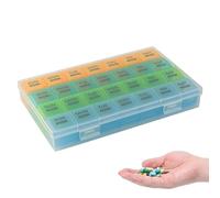Organizador de medicamentos: pastillero mensual, almacenamiento de medicamentos durante 28 días, dispensador de tabletas a prueba de polvo | Planificador de salud infantil apto para viajes Familia