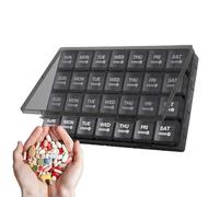 Organizador de medicamentos, pastillero portátil de 28 días, contenedor de medicamentos apto para viajes, planificador de pastillas a prueba de polvo, organizador personal compacto para niños, adultos
