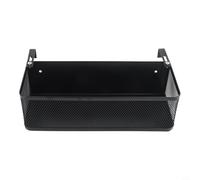 Organizador de mesita de noche de metal que ahorra espacio con cesta colgante para teléfonos, libros, mandos a distancia y accesorios, se adapta a rieles de cama (negro)
