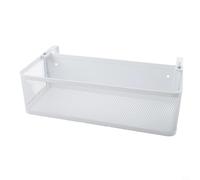 Organizador de mesita de noche de metal que ahorra espacio con cesta colgante para teléfonos, libros, mandos a distancia y accesorios, se adapta a rieles de cama (blanco)