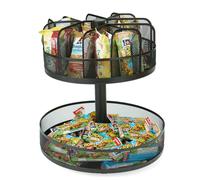 Organizador de mostrador con carrusel de refrigerios de 2 niveles Mind Reader, bandeja para refrigerios, para sala de descanso, cocina, color negro