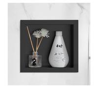 Organizador de nicho de ducha de baño, estantes impermeables de acero inoxidable, almacenamiento de alcohol, para champú, artículos de tocador, ideal para el hogar, dormitorio, sala de estar, negro