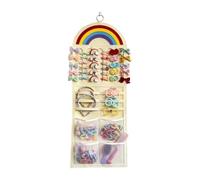 Organizador de nudos para el cabello - de pared de 50 cm con bolsillo de red, soporte de para niñas, decoración de habitación linda | Organizador de almacenamiento para niñas, diadema, bijo