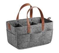 Organizador de pañales para bebé, caja de almacenamiento de fieltro con bolsillo, cesta portátil para toallitas de bebé con compartimento, cesta portátil multiusos para viajes en coche, bolsas de pañales para mamá (Gey)