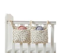 Organizador de pañales para cuna con 2 bolsillos para Essentials | de noche en la mesita de noche para cambiador, suministros de pañales, juguetes, organización de cuna para recién nacidos
