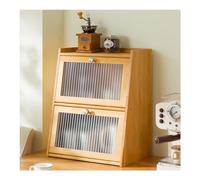 Organizador de panera de madera con 2 capas para encimera de cocina, organizador de utensilios amarillo y armario de despensa