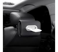 Organizador de pañuelos de coche con banda de cierre elástico, se adapta a cajas de pañuelos estándar para salpicadero reposacabezas o reposabrazos (negro)