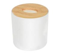 Organizador de pañuelos de escritorio, soporte de papel de cerámica, 13,5x13,5x13 cm, dispensador de rollos, de pañuelos, tapa de madera maciza, ideal para sala de estar, cocina y baño