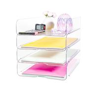 Organizador de papel, bandeja para cartas, organizador de archivos transparente apilable para escritorio, organizador de oficina para archivos, iPad, carta, archivo de oficina A4, libros, notas