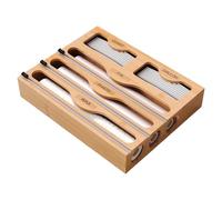Organizador de papel de embalaje de cocina - Estante dispensador de papel de aluminio, portapelículas, almacenamiento de montaje en pared | Dispensador de ubicación múltiple para papel pastelero
