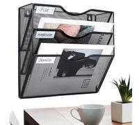 Organizador de papel para pared - Bandeja de metal de 3 niveles, organizador de oficina montado en la pared, cubículo de escritorio, hogar, aula, puerta de maestro, baño, accesorios de almacenamiento