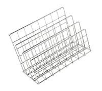 Organizador de papel vertical, soporte de archivo de escritorio, hierro, L | Estante de hierro de metal con secciones verticales escalonadas para guardar revistas, libros