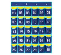Organizador de Pared con 30 bolsillos Numerados,Organizador Colgante con Números,Tabla de Bolsillo numerada para el Aula,Bolsa de Almacenamiento con 4 Ganchos para Guardar Calculadoras y Teléfonos