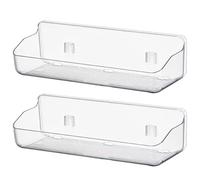 Organizador de pared de baño de 2pcs, 12.7x4.3x3.5 Estante de adhesivo de plástico transparente, organizador de la puerta del gabinete con orificio de drenaje, estantes de almacenamiento sin golpes p