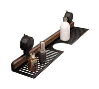 Organizador de pared de baño - ventosa de nogal, estante de almacenamiento para grifo, organizador de jabón, ahorro de espacio, sin taladrar, unidad de esquina autoadhesiva, para el hogar, cocina