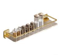 Organizador de pared de baño y cocina con diseño de doble ventosa, que ofrece un almacenamiento seguro para esponjas de baño y cepillos en superficies de azulejos o vidrio (dorado)