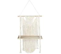 Organizador de Pared de Colgilla de Planta Hecha a Mano Estante de Madera de Algodón para Decoración del Hogar con una Estructura Resistente Fácil de Instalar (40 * 70cm)