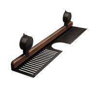 Organizador de pared para baño, estante de baño con ventosa de nogal, estante de almacenamiento de grifo y soporte para jabón, diseño de montaje en pared adhesivo fuerte, almacenamiento de