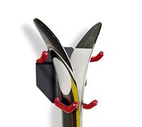 Organizador de pared para esquís y bastones, estante horizontal resistente para esquís y bastones, almacenamiento de garaje con marco de metal y ganchos acolchados para interiores y exteriores,