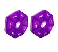 Organizador de pastillas, 2 pastilleros pequeños, 2 pastilleros semanales 1 vez al día, pastillero, pastillero, organizador de pastillas de viaje diario para 7 días (morado)