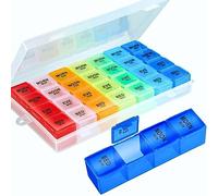 Organizador de pastillas 4 veces al día, pastillero semanal, caja organizadora de medicamentos, 7 días, 28 compartimentos para guardar vitaminas y medicamentos