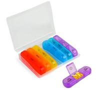 Organizador de pastillas 7 días mañana, mediodía y noche, caja de medicamentos con 3 compartimentos, pastillero semanal práctico, ideal para viajes, dispensador de pastillas resistente.