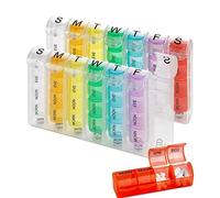 Organizador de Pastillas 7 Dias, Pastillero Semanal 4 Tomas Pequeño Portatil Organizador Medicamentos Viaje Caja de Pastillas Dispensador de Comprimidos 4 Veces al dia, 28 Compartimentos