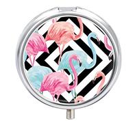 Organizador De Pastillas Acuarela Flamingo Pillbox Dispensador De Vitaminas Y Medicamentos Para Bolsillo O Monedero