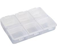 Organizador de pastillas blanco con 6 celdas, caja vacía en braille, estuche semanal para viaje, pastillero, ayudas de medicamentos, organizadores personales de píldoras