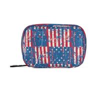 Organizador de pastillas con diseño retro de banderas americanas semanales con cremallera para viajes, contenedor de medicamentos, pastillero, 7 días