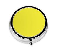 Organizador de pastillas con estampado amarillo limón, pastillero portátil para 7 días, mini contenedor redondo para bolso, bolsillo,