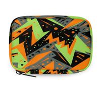 Organizador de pastillas con patrón geométrico colorido abstracto con cremallera, bolsa de almacenamiento diario de vitaminas, portátil, 8 ranuras, pastillero semanal, soporte para suplementos para el