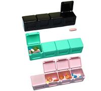Organizador de pastillas de 3 piezas, 4 compartimentos, a prueba de humedad, pastillero, portátil, de viaje, contenedor de vitaminas, estuche para medicamentos