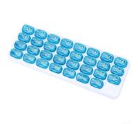 Organizador de pastillas de 31 días, caja de medicina mensual, 32 compartimentos, dispensador AM PM, plástico PP resistente, estuche de viaje compacto, código de color, para uso doméstico y de viaje
