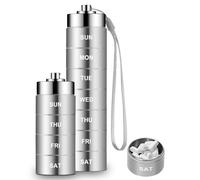 Organizador de pastillas de metal, apilables, 7 días y 1 vez al día, organizador pequeño, pastillero diario, pastillero, pastillero, pastillero, pastillero, pastillero, pastillero diario para