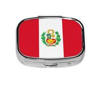 Organizador de pastillas de viaje con bandera de Perú, pastillero de 2 compartimentos, mini pastillero portátil, caja de almacenamiento de medicamentos y vitaminas