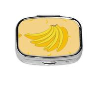 Organizador de pastillas de viaje de plátano de dibujos animados, pastillero de 2 compartimentos, mini pastillero portátil, caja de almacenamiento de medicamentos y vitaminas