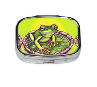 Organizador de pastillas de viaje Frog in a Pond. Pastillero de 2 compartimentos, mini pastillero portátil, caja de almacenamiento de medicamentos para vitaminas