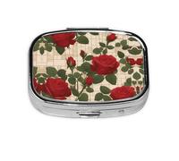 Organizador de pastillas de viaje Many Red Roses. Pastillero de 2 compartimentos, mini pastillero portátil, caja de almacenamiento de medicamentos y vitaminas