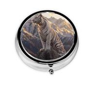 Organizador de pastillas de viaje, mini organizador de medicamentos, 3 veces al día, compacto y portátil para viajes, cartera y bolsillo, tigre blanco