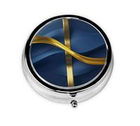 Organizador de pastillas de viaje, mini organizador de medicamentos, 3 veces al día, compacto y portátil para viajes, cartera y bolsillo con bandera de Suecia