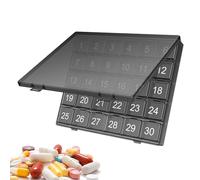 Organizador de pastillas de viaje | Pastillero compacto de 30 días para almacenamiento de píldoras | Organizador personal de píldoras de viaje con gran capacidad, aprieta para abrir