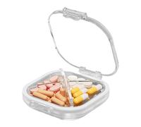 Organizador de pastillas de viaje, pastillero portátil de 4 compartimentos, cuenta con un diseño de sello de silicona, organizador de pastillas de viaje para almacenamiento de suplementos vitamínicos