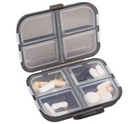 Organizador de pastillas de viaje pequeño con 8 compartimentos de rejilla, estuche portátil para medicamentos, organizador diario semanal de medicamentos