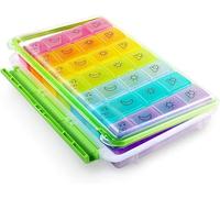 organizador de pastillas diario, 7 Días 4 Compartimentos 7 Días Mañana Mediodía Tarde Noche 7 Días Caja de Medicamentos Tabletas Caja Semanal con Compartimentos Grandes for Medicamentos, Vitaminas, Ac