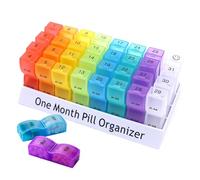 Organizador de pastillas mensual AM/PM - Organizador de medicamentos de 31 días | Pastillero extraíble diario | Dispensador de 32 compartimentos | Caja de suplementos pequeña | Contenedor de pastillas