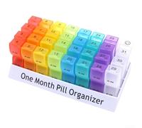 Organizador de pastillas mensual de 31 días con diseño AM PM 32 compartimentos, sistema de seguimiento diario transparente hecho de plástico de polipropileno resistente (A)