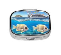 Organizador de pastillas, mini pastillero con 2 compartimentos, perfecto para viajes, cartera o uso de bolsillo, organizador de píldoras diario ideal para un fácil acceso y comodidad ligera, Happy